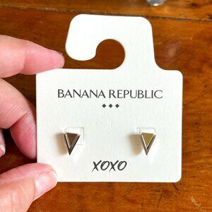 Banana Republic Goldtone and Silvertone Chevron Earrings Studs NEW